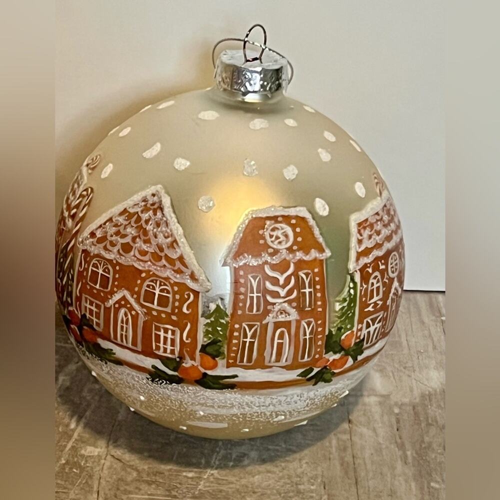 New Raz 5" Gingerbread House Ball Glass Christmas Ornament